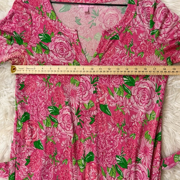 Lilly Pulitzer Silk Dress Daiquiri Pink Green Floral Print Tie Waist Size 10 - Picture 10 of 10